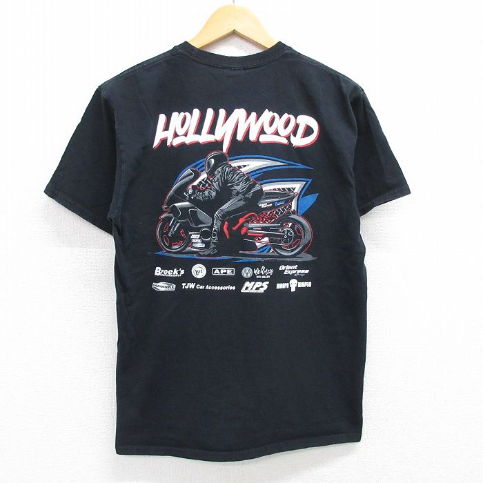 L★古着 半袖 Tシャツ メンズ バイク レーシング 企業広告 レッドカーペット コットン クルーネック 黒 ブラック 25jun12 中古