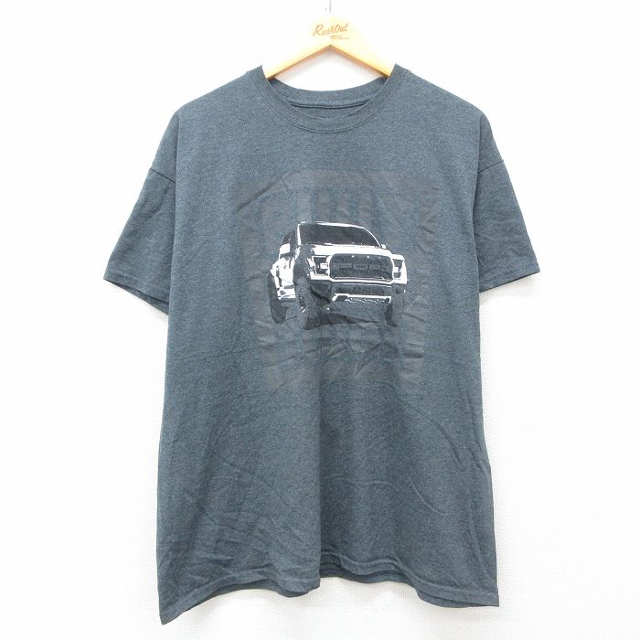 XL★古着 半袖 Tシャツ メンズ 車 フォード Ford 大きいサイズ クルーネック グレー 霜降り 25jun13 中古
