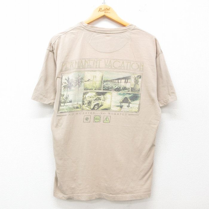 半袖Tシャツ 車ヤシの木橋 ベージュ L | 古着