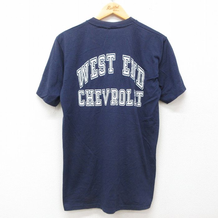 L★古着 ジャージーズ 半袖 ビンテージ Tシャツ メンズ 80年代 80s シボレー 胸ポケット付き クルーネック USA製 紺 ネイビー 25jun13 中古