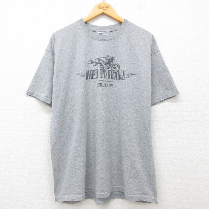 【50%OFF】XL★古着 半袖 ビンテージ Tシャツ メンズ 00年代 00s RIDER INSURANCE クルーネック グレー 霜降り 25jun13 中古