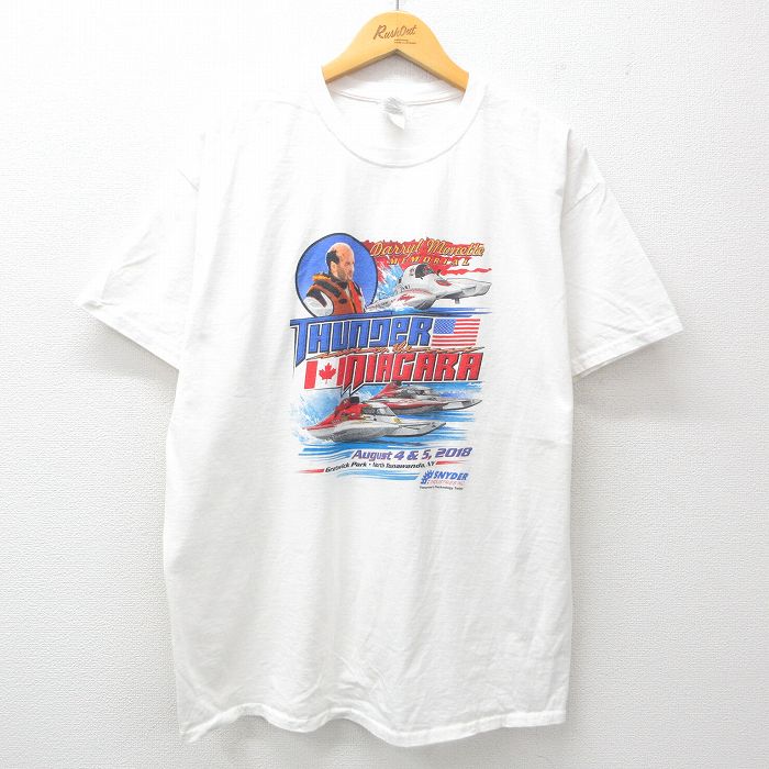 ボートレース 半袖Tシャツ サンダーナイアガラ ホワイト XL | 古着