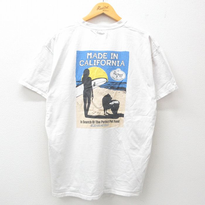 XL★古着 半袖 ビンテージ Tシャツ メンズ 00年代 00s サーフィン 犬 コットン クルーネック 白 ホワイト 25jun13 中古