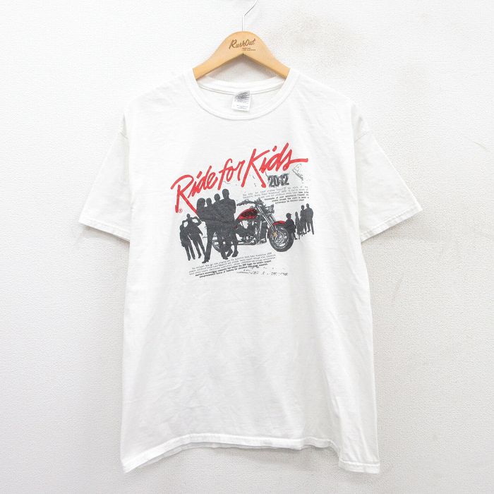 L★古着 半袖 Tシャツ メンズ バイク ホンダ 企業広告 コットン クルーネック 白 ホワイト 25jun13 中古