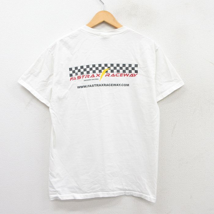 L★古着 半袖 ビンテージ Tシャツ メンズ 00年代 00s FASTRAX レースウェイ コットン クルーネック 白 ホワイト 25jun13 中古