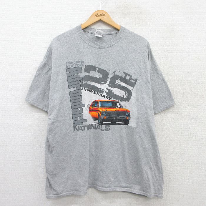 【50%OFF】XL★古着 半袖 ビンテージ Tシャツ メンズ 00年代 00s 車 アディロンダック 大きいサイズ クルーネック グレー 霜降り 25jun13 中古
