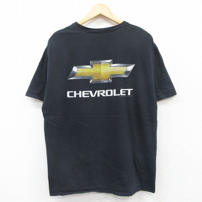 XL★古着 半袖 Tシャツ メンズ シボレー 大きいサイズ コットン クルーネック 黒 ブラック 25jun13 中古