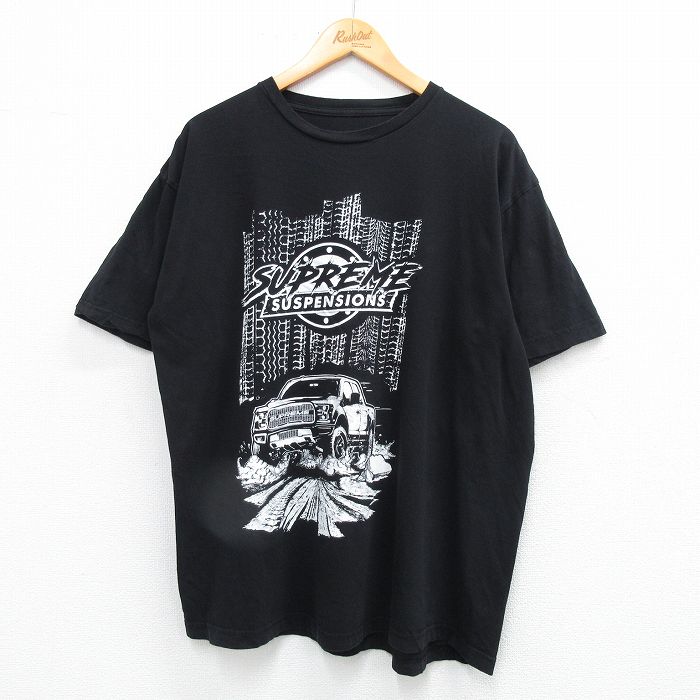 XL★古着 半袖 Tシャツ メンズ 車 SUPREME クルーネック 黒 ブラック 25jun18 中古