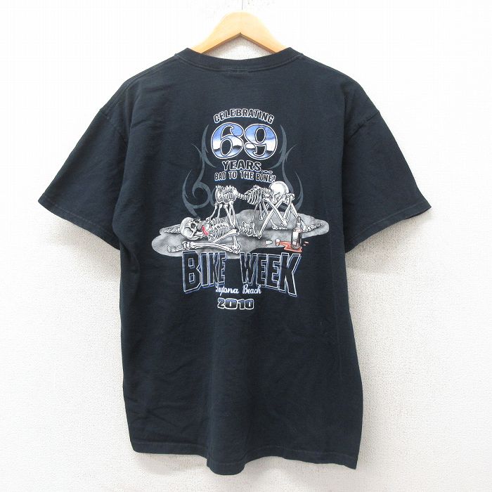 XL★古着 フルーツオブザルーム 半袖 ビンテージ Tシャツ メンズ スケルトン エロプリント コットン クルーネック 黒 ブラック 25jun19 中古