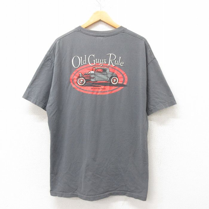 XL★古着 半袖 Tシャツ メンズ ホットロッド HOT ROD コットン クルーネック グレー 25jun19 中古