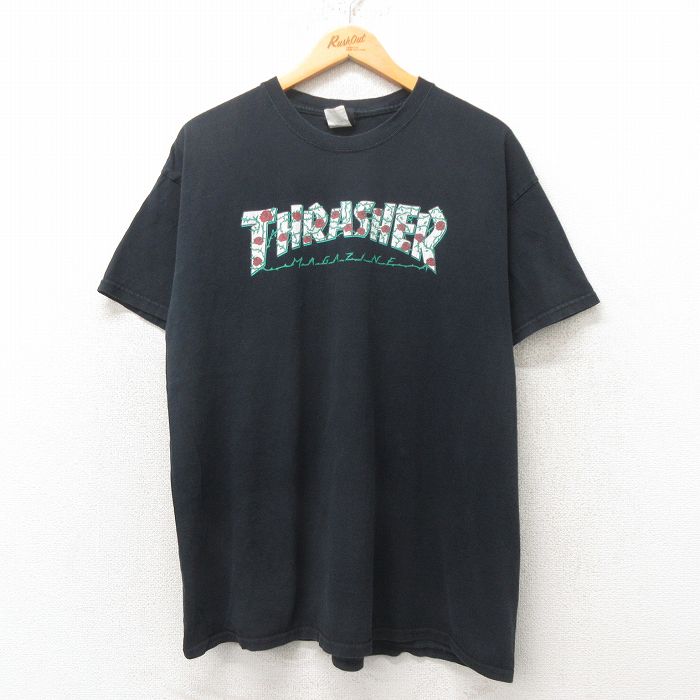 XL★古着 スラッシャー 半袖 Tシャツ メンズ コットン クルーネック 黒 ブラック 25jun19 中古