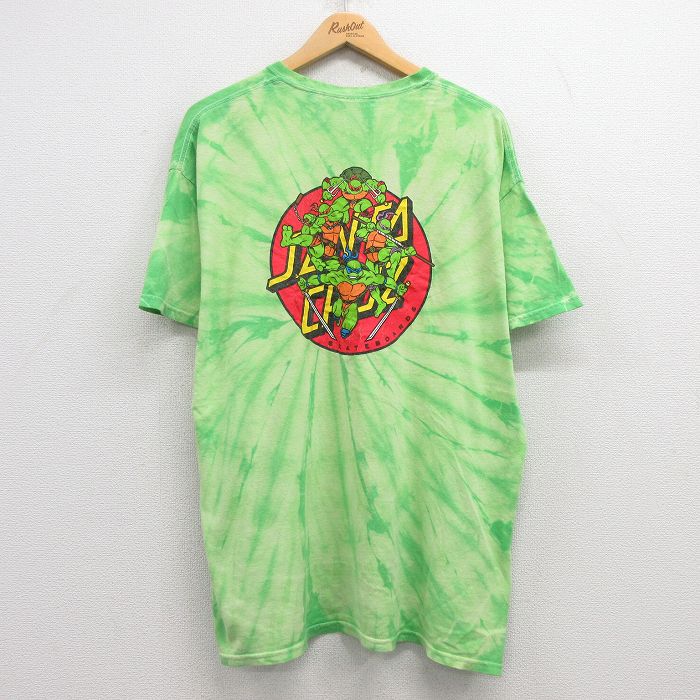 XL★古着 サンタクルーズ 半袖 Tシャツ メンズ タートルズ コットン クルーネック 緑他 グリーン タイダイ 【spe】 25jul04 中古