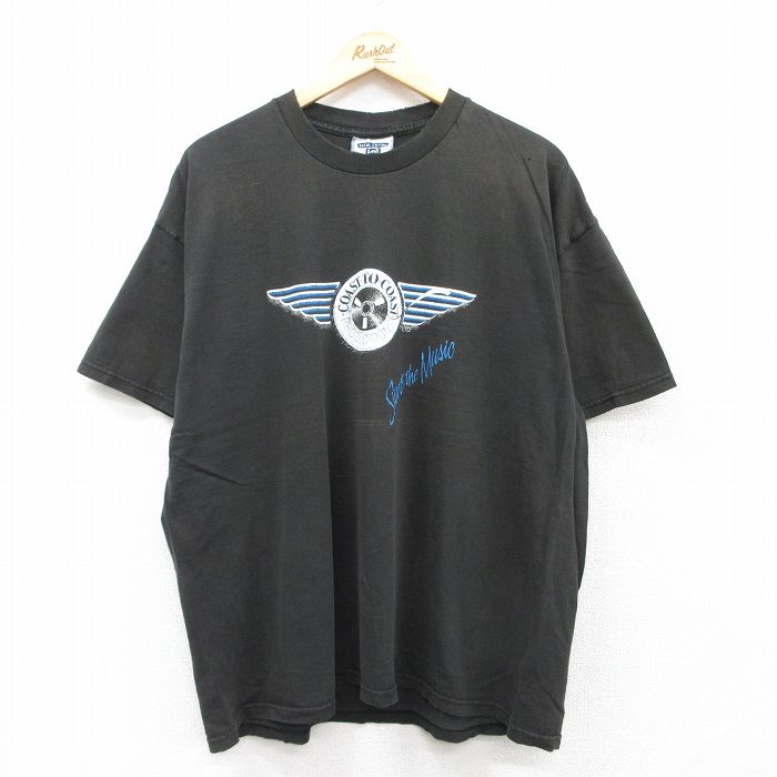 【50%OFF】XL★古着 リー Lee 半袖 ビンテージ Tシャツ メンズ 90年代 90s COAST TO 大きいサイズ コットン クルーネック USA製 黒 ブラック 25jul09 中古