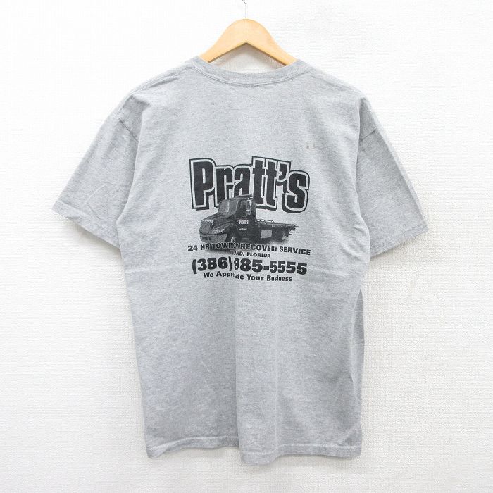 【50%OFF】XL★古着 半袖 ビンテージ Tシャツ メンズ 00年代 00s トラック Pratts 胸ポケット付き 大きいサイズ グレー 霜降り 25jul09 中古