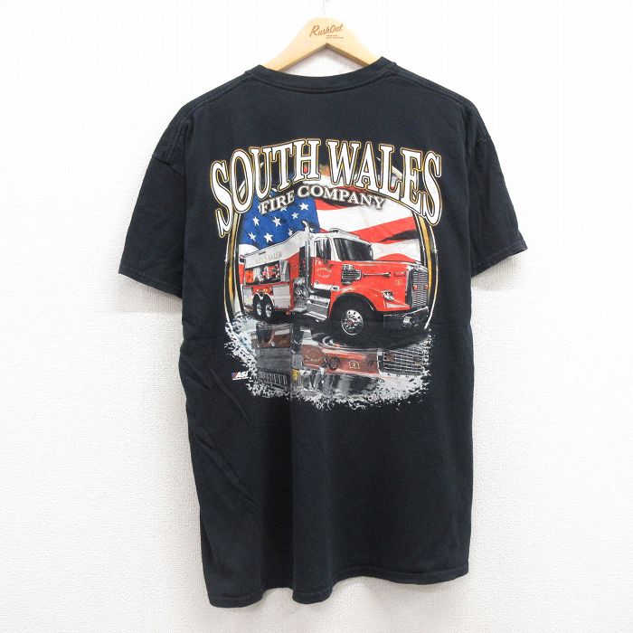 半袖Tシャツ 消防車 ブラック XL | 古着
