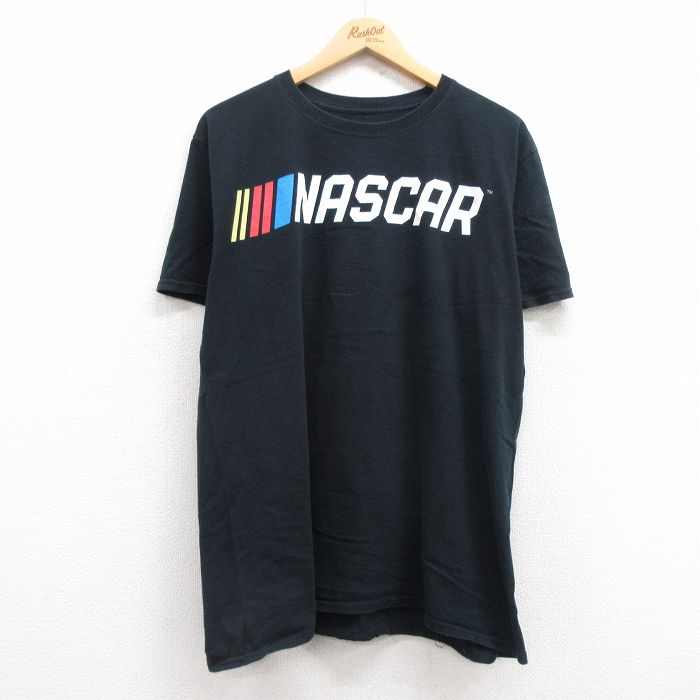 XL★古着 半袖 Tシャツ メンズ NASCAR コットン クルーネック 黒 ブラック 25jul12 中古