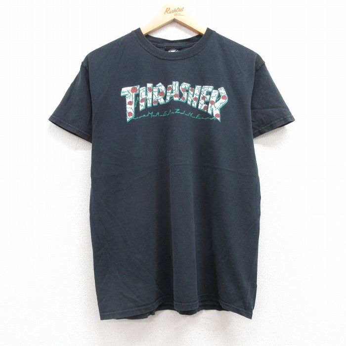 M★古着 スラッシャー 半袖 Tシャツ メンズ ビッグロゴ コットン クルーネック 黒 ブラック 25jul12 中古