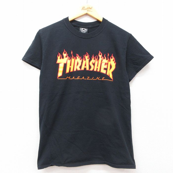 S★古着 半袖 Tシャツ メンズ スラッシャー コットン クルーネック 黒 ブラック 25jul12 中古