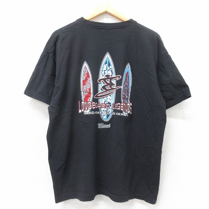 XL★古着 半袖 ビンテージ Tシャツ メンズ 00年代 00s サーフィン 大きいサイズ コットン クルーネック 黒 ブラック 25jul14 中古