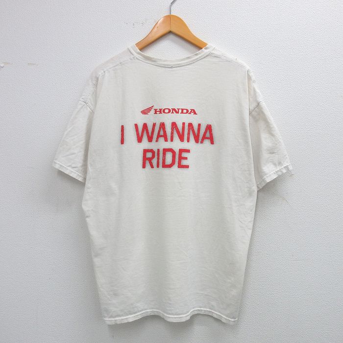 XL★古着 半袖 ビンテージ Tシャツ メンズ 00年代 00s ホンダ HONDA 大きいサイズ コットン クルーネック 白 ホワイト 25jul14 中古