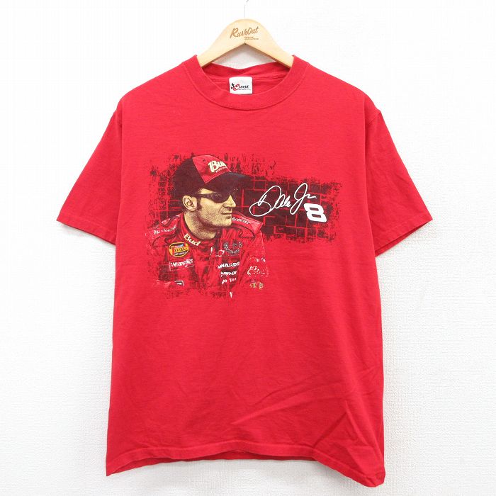 M★古着 半袖 ビンテージ Tシャツ メンズ 00年代 00s デイルアーンハートジュニア コットン クルーネック 赤 レッド 25jul15 中古
