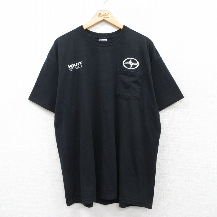 【50%OFF】XL★古着 ジャージーズ 半袖 ビンテージ Tシャツ メンズ 00年代 00s トヨタ TOYOTA サイオン 胸ポケット付き 大きいサイズ クルーネック 黒 ブラック 【spe】 25jul19 中古
