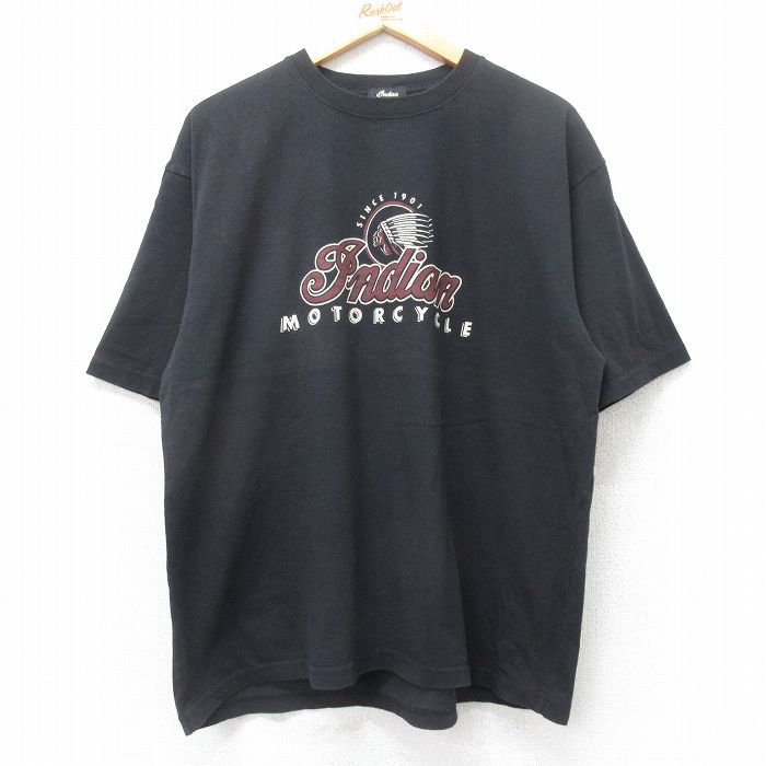 XL★古着 半袖 ビンテージ Tシャツ メンズ 00年代 00s インディアン モーターサイクル コットン クルーネック カナダ製 黒 ブラック 【spe】 25jul25 中古