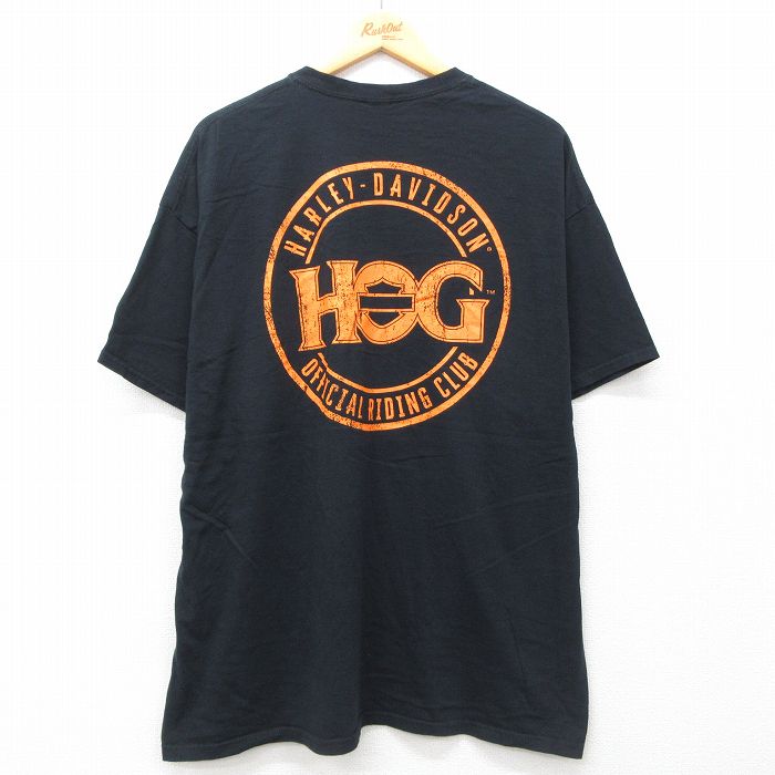 XL★古着 半袖 Tシャツ メンズ ハーレーダビッドソン Harley Davidson HOG 大きいサイズ クルーネック 黒 ブラック 【spe】 25jul26 中古