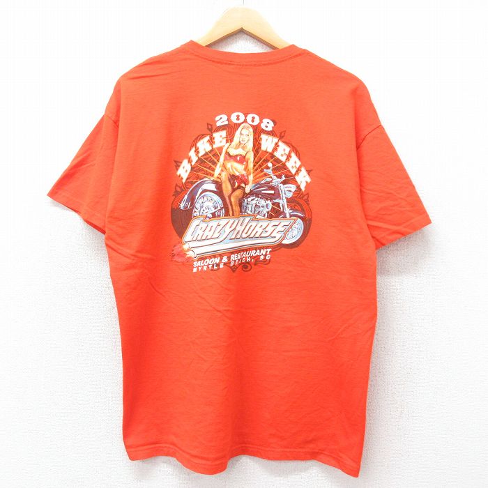ジャージーズ 00s 半袖Tシャツ CRAZY HORSE バイク オレンジ XL | 古着