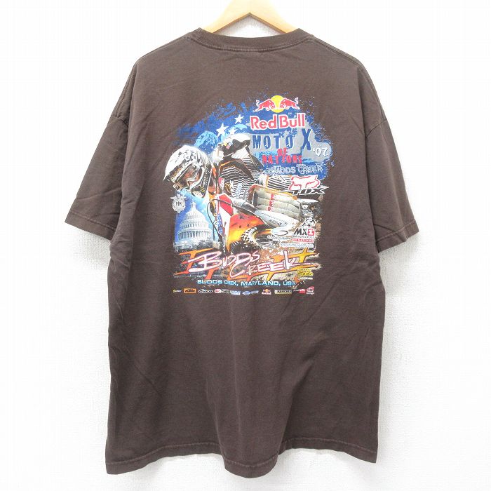 XL★古着 半袖 ビンテージ Tシャツ メンズ 00年代 00s レッドブル MOTO X 大きいサイズ コットン クルーネック こげ茶 ブラウン 【spe】 25jul26 中古