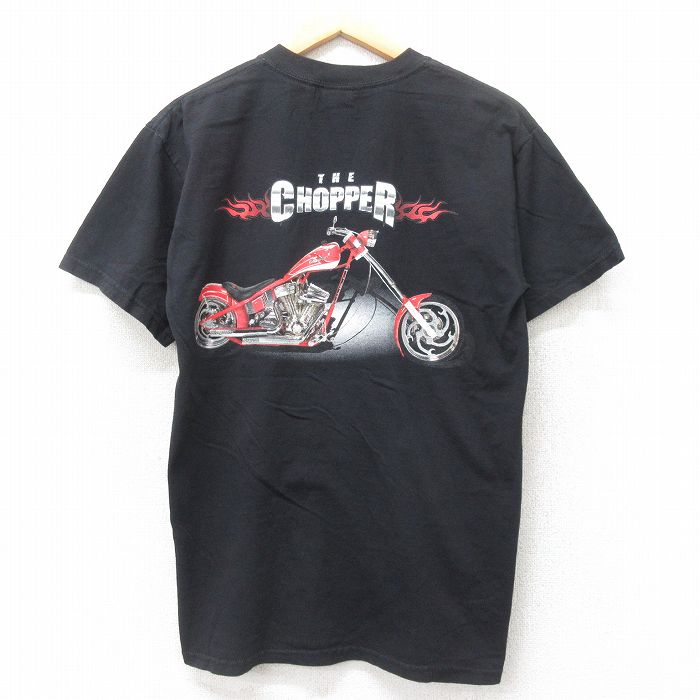 M★古着 半袖 ビンテージ Tシャツ メンズ 00年代 00s THE CHOPPER スナップオン バイク コットン クルーネック 黒 ブラック 25jul26 中古
