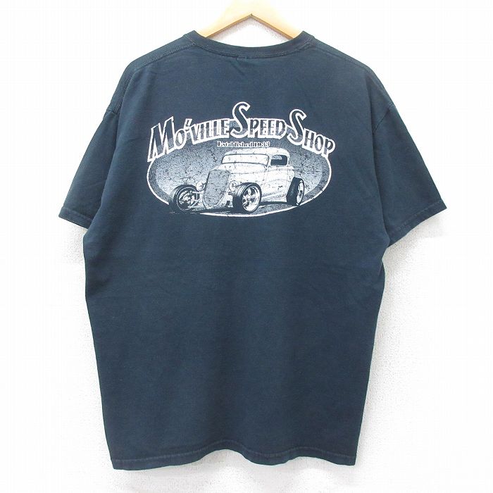 XL★古着 半袖 ビンテージ Tシャツ メンズ 00年代 00s MOVILLE SPEED SHOP コットン クルーネック 黒 ブラック 25jul26 中古