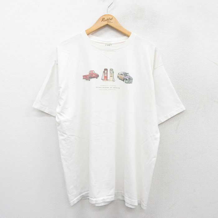 XL★古着 ギャップ GAP 半袖 ビンテージ Tシャツ メンズ 90年代 90s ガソリンスタンド 大きいサイズ コットン クルーネック USA製 白 ホワイト 25jul26 中古