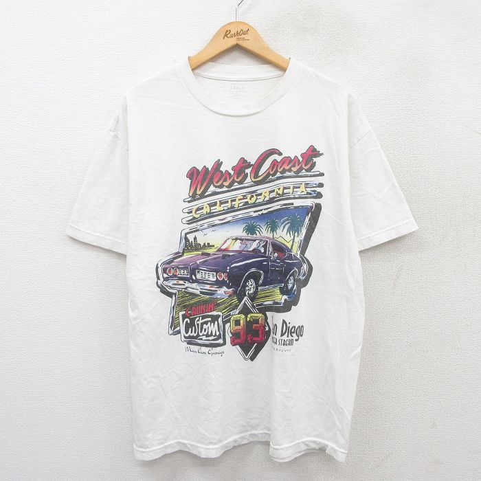 XL★古着 半袖 Tシャツ メンズ West Coast コットン クルーネック USA製 白 ホワイト 25jul26 中古
