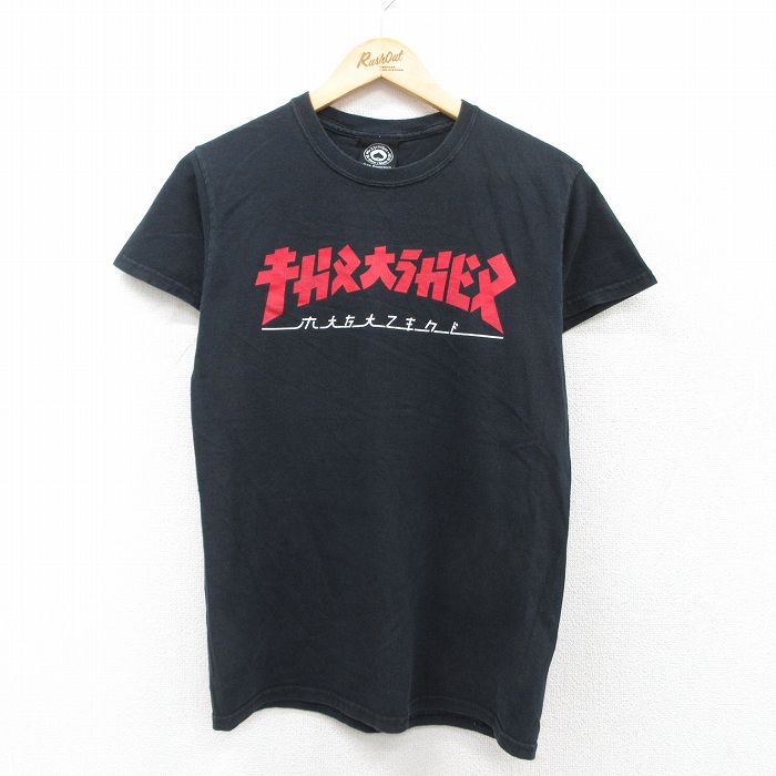 S★古着 半袖 Tシャツ メンズ スラッシャー コットン クルーネック 黒 ブラック 25jul26 中古