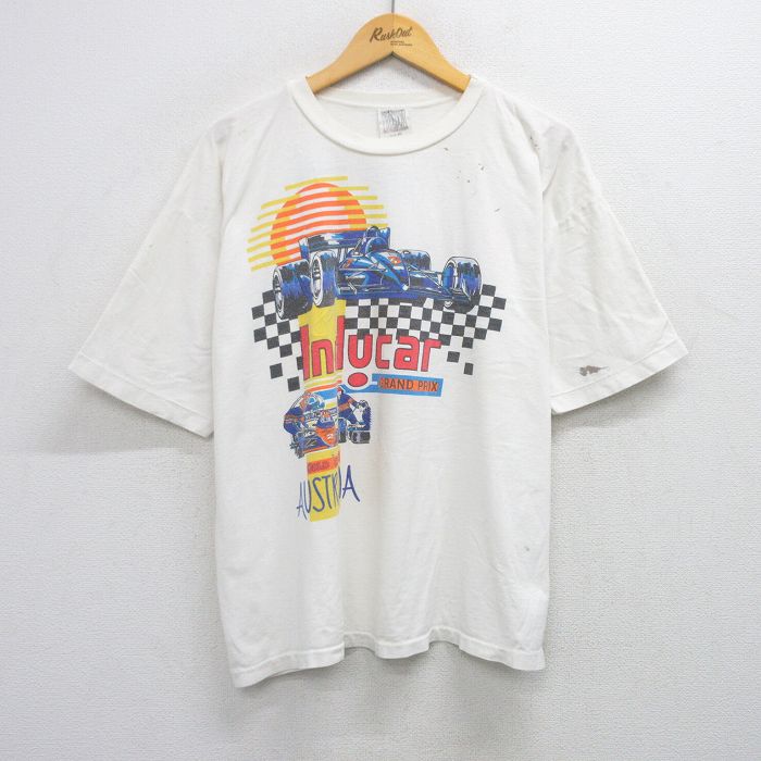 90s 半袖Tシャツ レーシングカー ホワイト XL | 古着