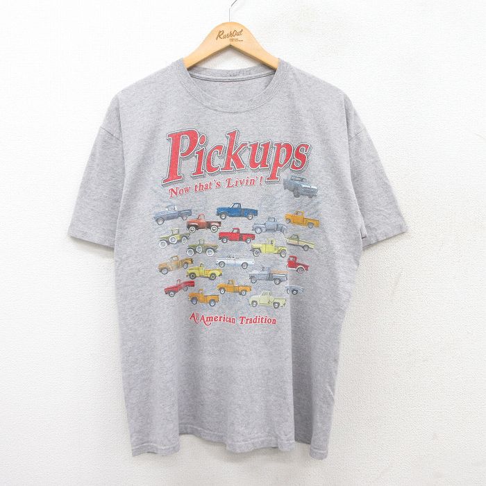 XL★古着 半袖 Tシャツ メンズ 車 Pickups 大きいサイズ グレー 霜降り 25jul29 中古