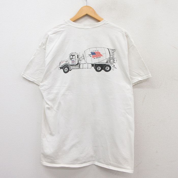 【50%OFF】XL★古着 半袖 ビンテージ Tシャツ メンズ 00年代 00s トラック HAVIN 大きいサイズ コットン クルーネック 白 ホワイト 25jul29 中古