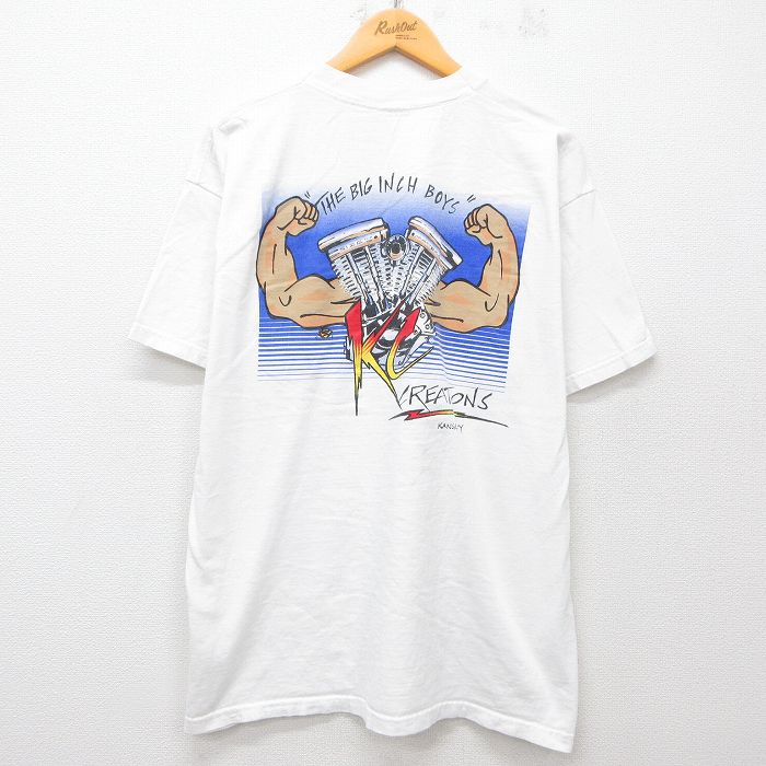 KC CREATIONS 半袖Tシャツ 胸ポケット付き ホワイト XL | 古着