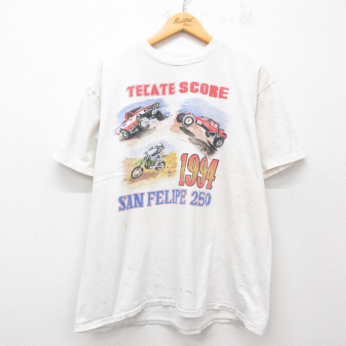 【50%OFF】XL★古着 オニータ ONEITA 半袖 ビンテージ Tシャツ メンズ 90年代 90s TECATE SCORE ネバダ ラスベガス コットン クルーネック 白 ホワイト 【spe】 25jul31 中古