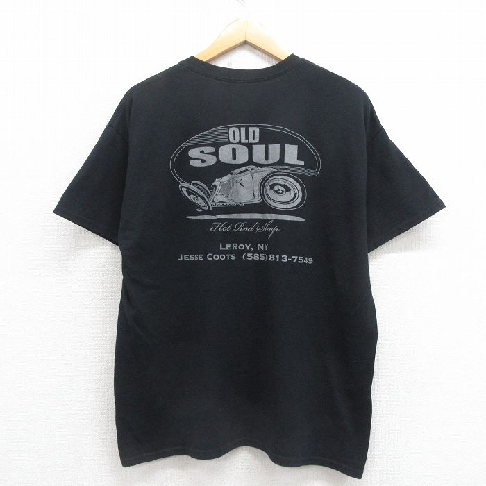 L★古着 半袖 Tシャツ メンズ ホットロッド HOT ROD クルーネック 黒 ブラック 25aug05 中古