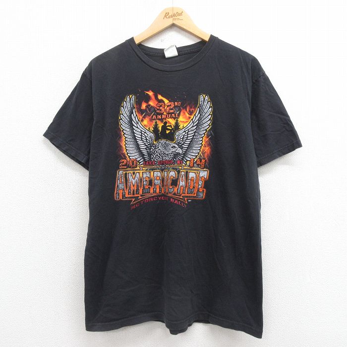 モーターサイクルラリー 半袖Tシャツ ブラック XL | 古着