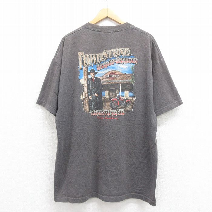 XL★古着 ハーレーダビッドソン Harley Davidson 半袖 Tシャツ メンズ TOMB 大きいサイズ クルーネック グレー 霜降り 25aug05 中古