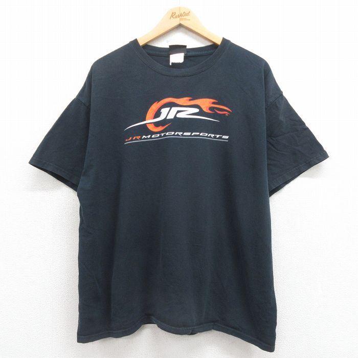 XL★古着 半袖 ビンテージ Tシャツ メンズ 00年代 00s モータースポーツ 大きいサイズ コットン クルーネック 黒 ブラック 25aug05 中古
