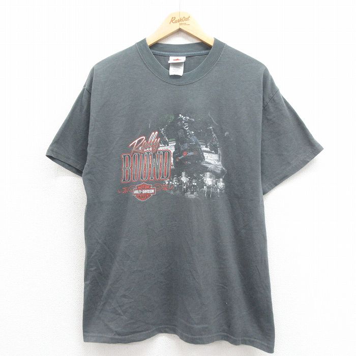 L★古着 ハーレーダビッドソン Harley Davidson 半袖 Tシャツ メンズ バイク USA製 グレー 【spe】 25aug05 中古