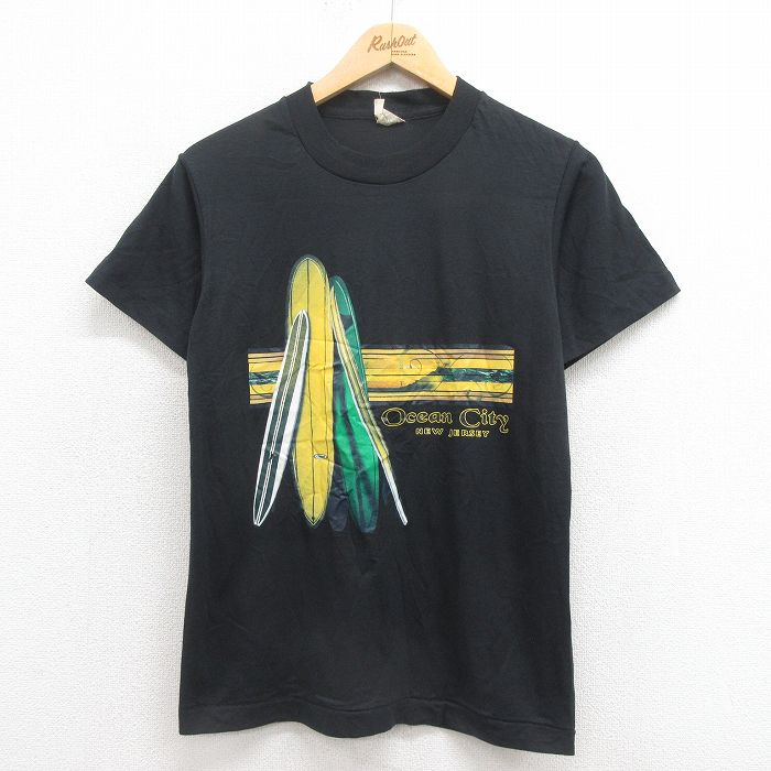S★古着 スクリーンスターズ 半袖 ビンテージ Tシャツ メンズ 80年代 80s サーフボード USA製 黒 ブラック 25aug06 中古