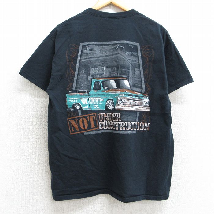 L★古着 半袖 ビンテージ Tシャツ メンズ 00年代 00s 車 クラシックカー コットン クルーネック 黒 ブラック 25aug07 中古