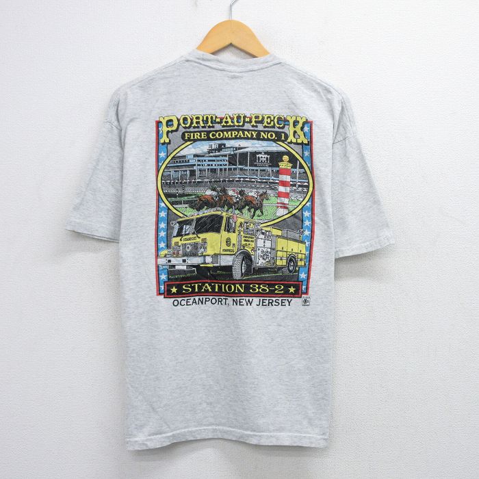 90s 半袖Tシャツ 消防車 グレー XL | 古着