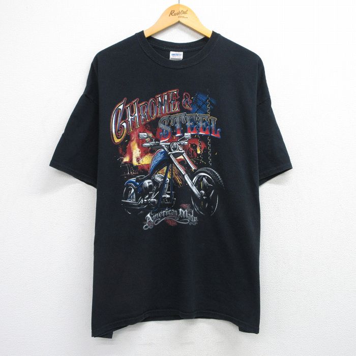 00s 半袖Tシャツ CHROME&STEEL ブラック XL | 古着
