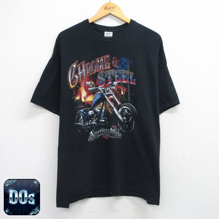 00s 半袖Tシャツ CHROME&STEEL ブラック XL | 古着